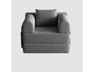 Canapé-lit convertible simple avec rangement d’accoudoir et structure acier - sans matelas, chenille - gris