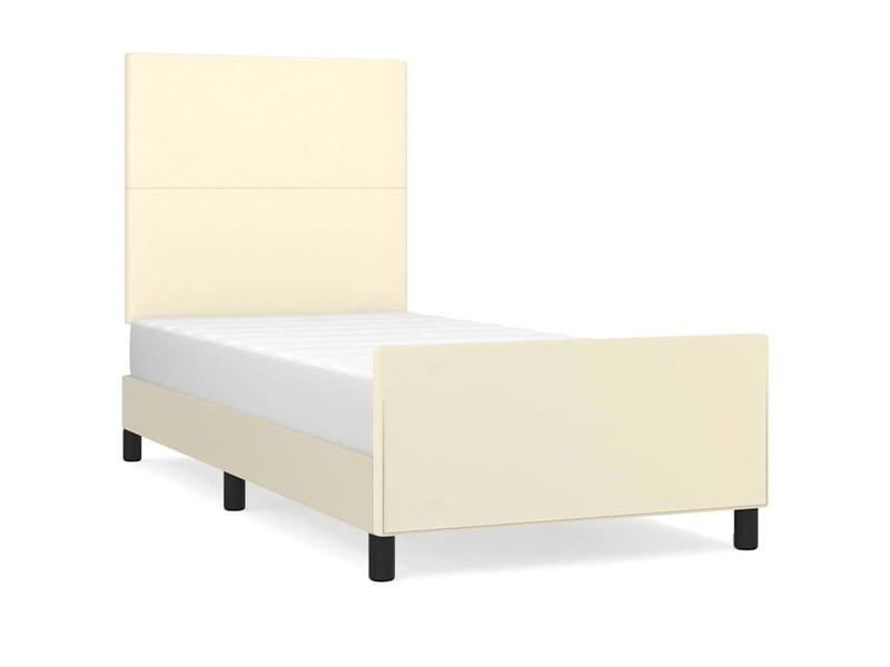  Lit simple- lit adulte -  cadre de lit sans matelas crème 80x200 cm similicuir  - Conforama A