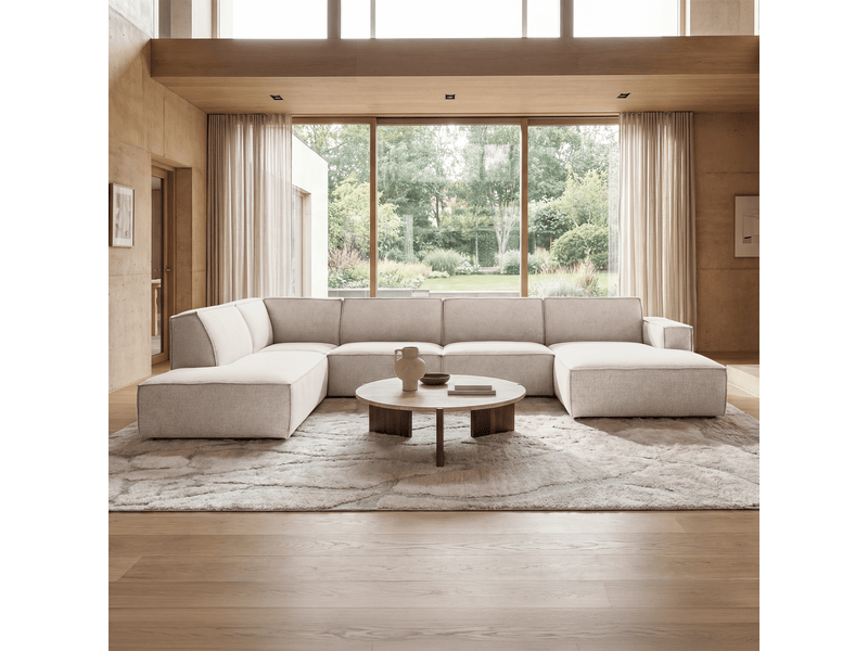  Canapé panoramique en tissu beige - angle droit  - Conforama B