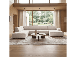 Canapé panoramique en tissu beige - angle droit