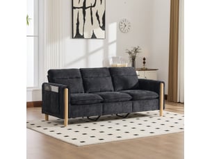 Canapé d'angle réversible fixe <strong></strong> <strong></strong> 3 places Tissu noir avec coffre de rangement
