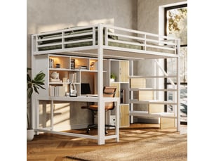 Lit mezzanine 140x200 cm <strong></strong> <strong></strong> coloris blanc