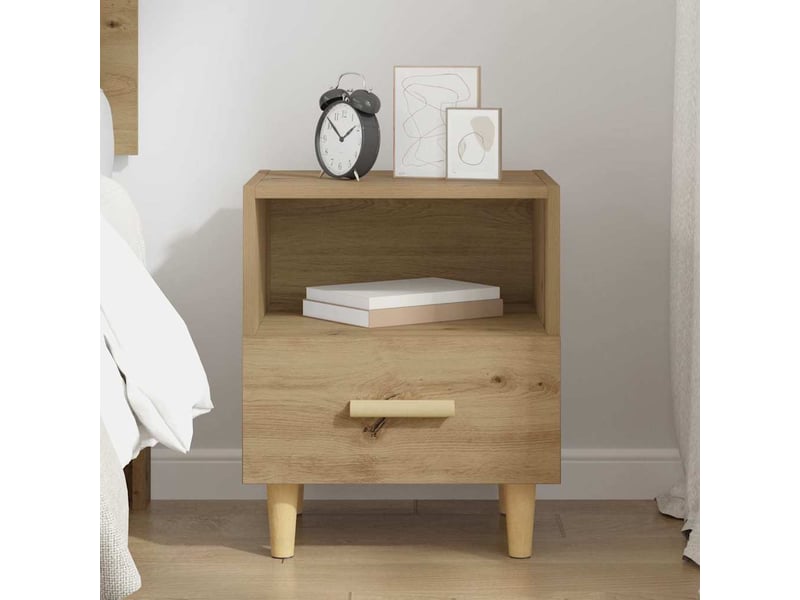  Table de chevet - cabinet de chevet - table de nuit chêne artisanal 40 x 35 x 47 cm  - Conforama C