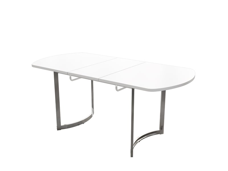  Table à manger extensible 140180 x 80 x 75 cm, 4 à 6 personnes, mdf blanc et pieds métal argentés Fay Lum - Conforama W