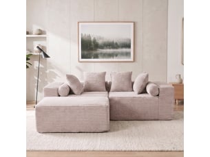 Canapé d’angle 266 x 110 x 60.01 cm, modulable, foam+spring beige