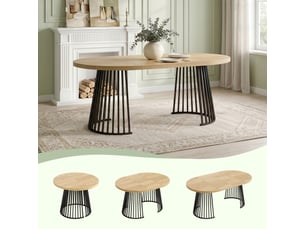 Table à manger extensible 4 à 8 personnes avec plateau épais - pieds métal, style minimaliste mdf chêne