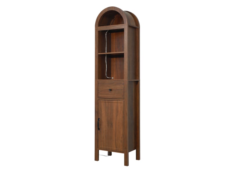  Colonne salle de bain noyer 40 × 30 × 163 cm, led, porte réversible, tiroir  - Conforama D