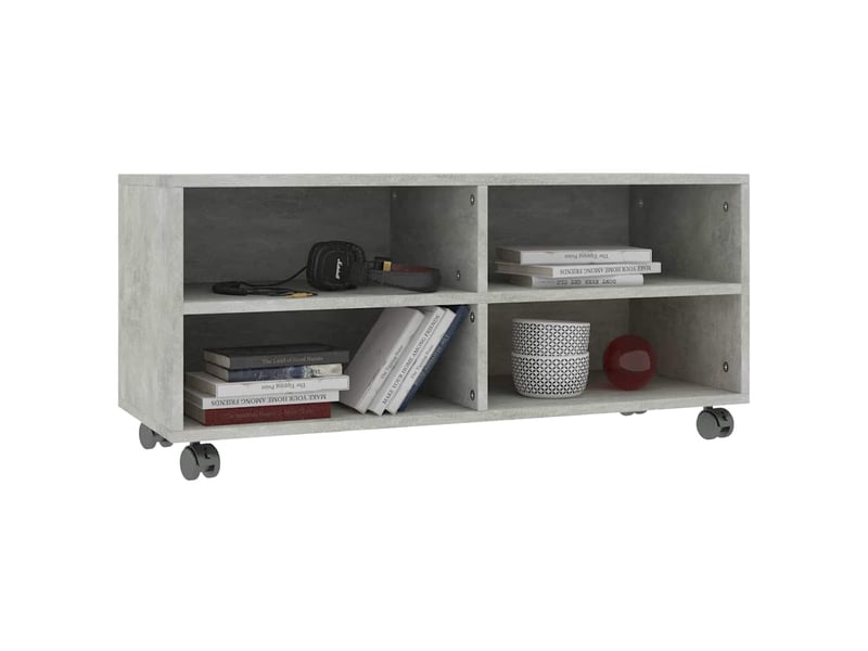  Meuble tv - banc tv - meuble de rangement avec roulettes gris béton 90x35x35 cm bois ingénierie  - Conforama C