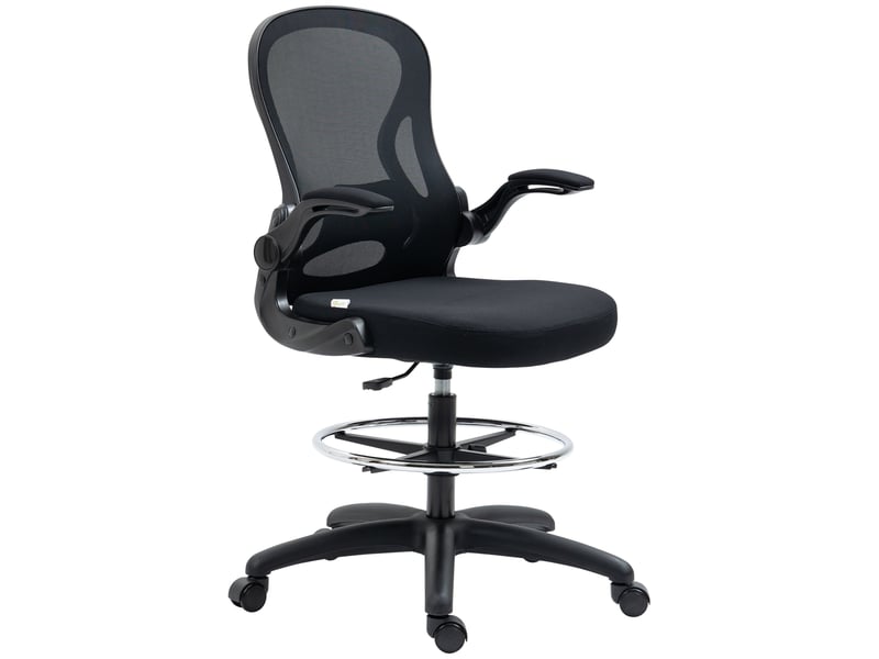 Chaise de bureau avec support lombaire hauteur réglable et accoudoirs relevables en noir dimensions 59 x 65 x 102-122 cm - Conforama E