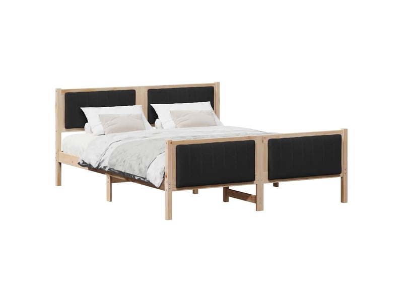  Lit double- lit adulte -  cadre de lit marron et noir 150 x 200 cm bois massif en pin  - Conforama B