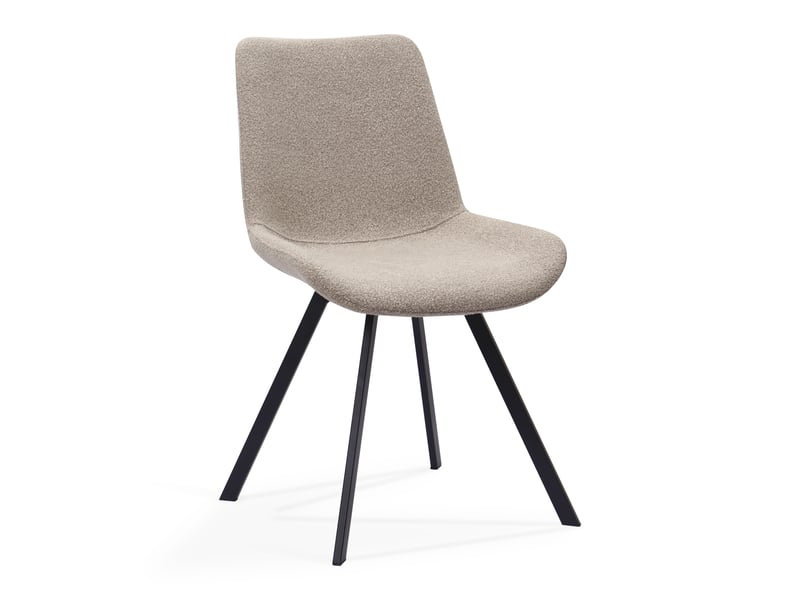 Chaise de salle à manger pivotante à 360° avec dossier ergonomique et pieds métalliques en tissu kaki - Conforama C