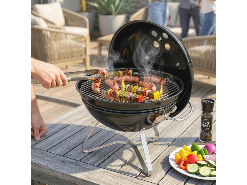  Barbecue au charbon portable, grill boule avec couvercle, 41 x 41 x 44 cm  - Conforama C