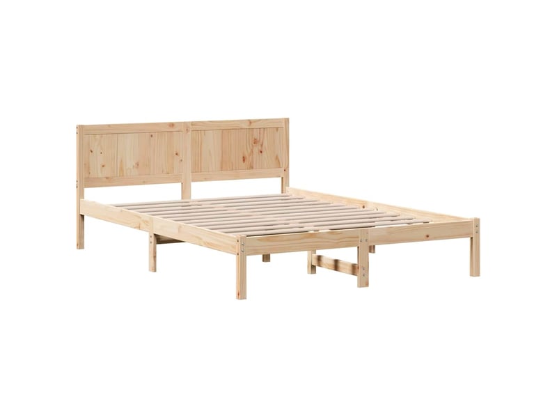 Lit double- lit adulte - cadre de lit marron 150 x 200 cm bois de pin massif - Conforama C