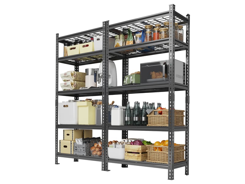  Lot de 2 étagère de rangement en acier pour garage – 5 niveaux réglables, finition antirouille, pour garagecuisinecellier PHK_34C4LG55 - Conforama A