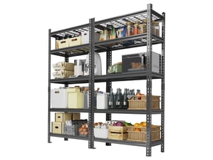 Lot de 2 étagère de rangement en acier pour garage – 5 niveaux réglables, finition antirouille, pour garagecuisinecellier