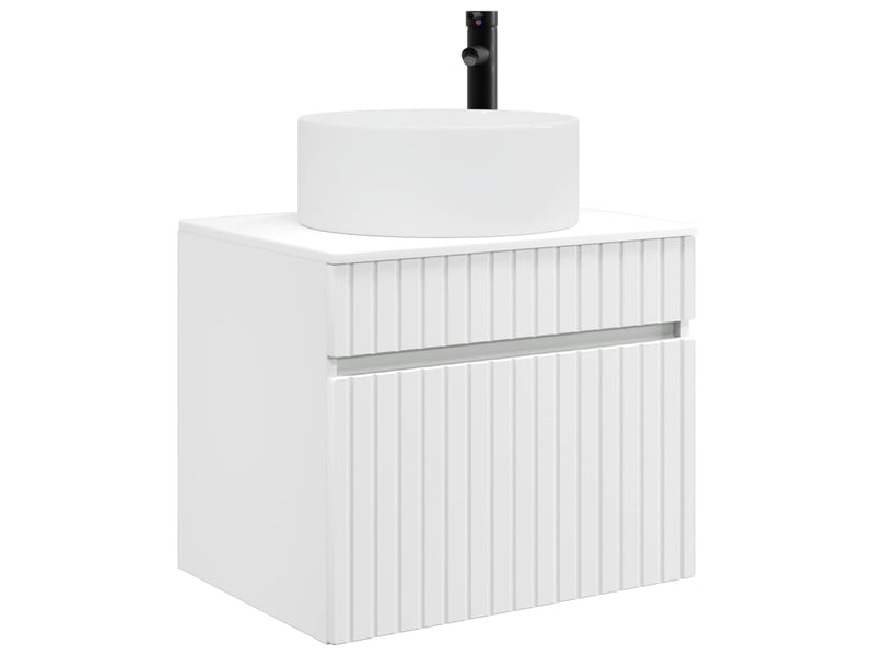  Cabinet salle de bain mural, meuble de rangement blanc 59x44.5x50 cm  - Conforama C