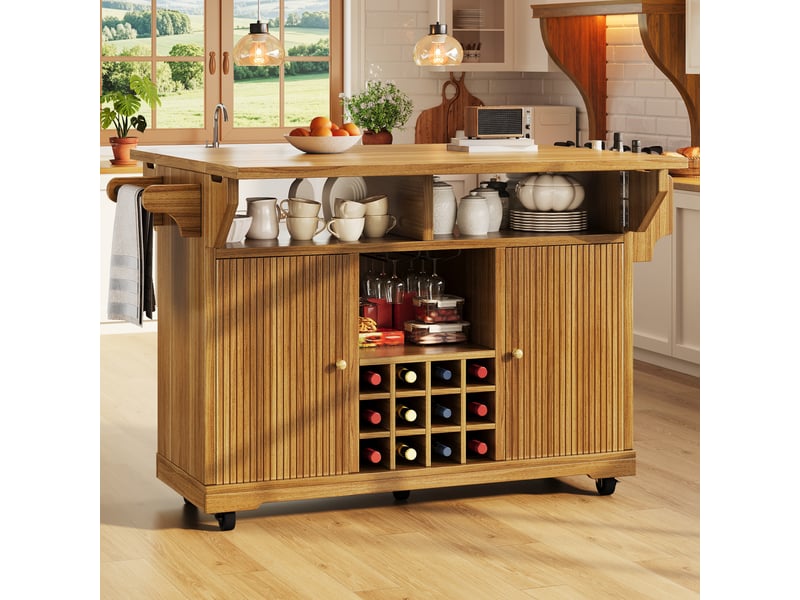  Chariot de service multifonction - marron foncé - dimensions déployées 142.5x80x95cm - Conforama D