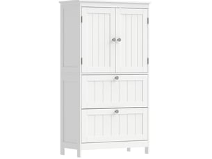 Meuble de salle de bains 60x30x110 cm, 2 portes, 2 tiroirs, rangement réglable, mdf, blanc