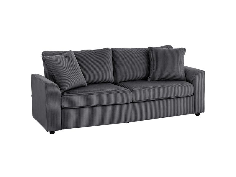  Canapé 3 places 212 cm en velours côtelé gris foncé avec 2 coussins - coussin à ressorts et mousse haute densité T1003-01-16447 - Conforama B
