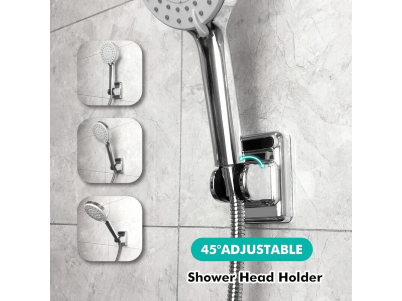 Support pommeau de douche argent support de pommeau de douche, support de pommeau de douche réglable rotation à ventouse solide - Conforama D