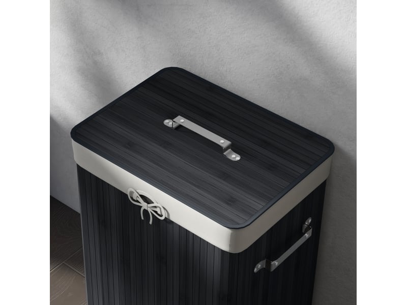  Panier à linge pliable 40x30x60 cm – noir – couvercle, sac amovible, poignées et 72 l de rangement  - Conforama D