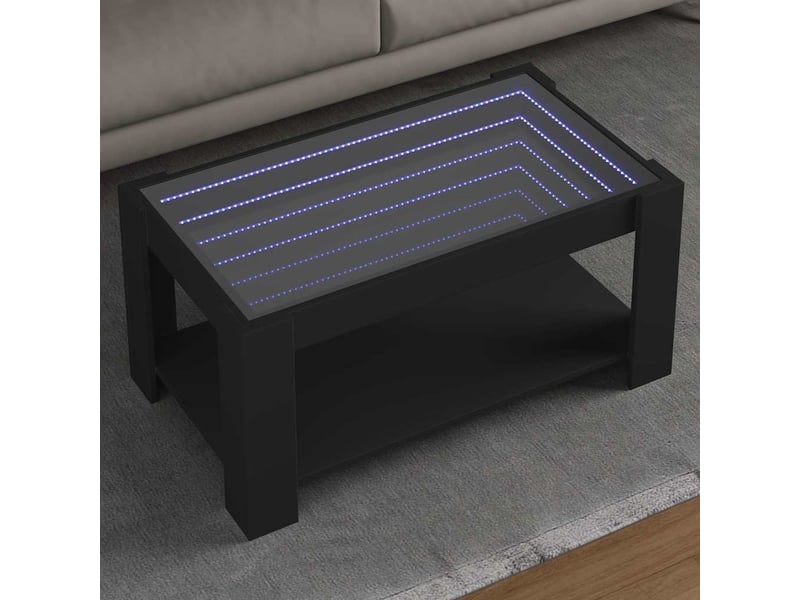 Table basse - table de salon - table à thé avec led noir 93x53x45 cm bois d'ingénierie - Conforama B