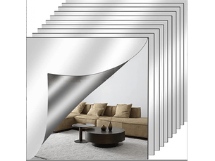 Lot de 10 stickers muraux miroir acrylique auto-adhésifs pour salle de bain, salon et chambre 15 x 15 cm