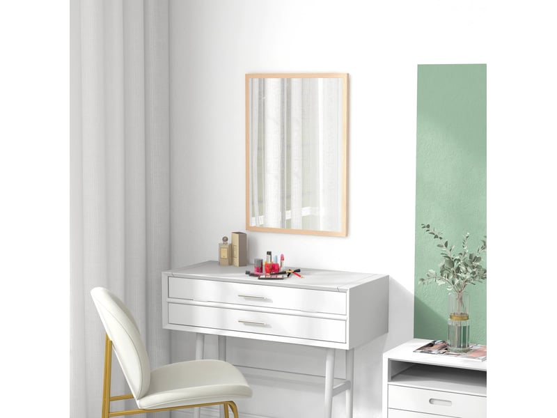  Miroir mural 50x70 cm rectangulaire avec 4 crochets mdf naturel  - Conforama C