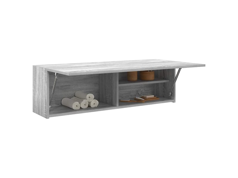  Armoire murale de bain, meuble de rangement sonoma gris 100x25x30 cm bois ingénierie  - Conforama D