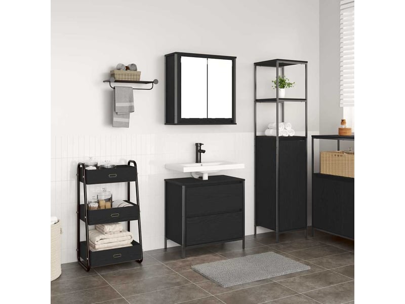  Ensemble de meubles de salle de bain 2 pcs en chêne noir cf63617  - Conforama B