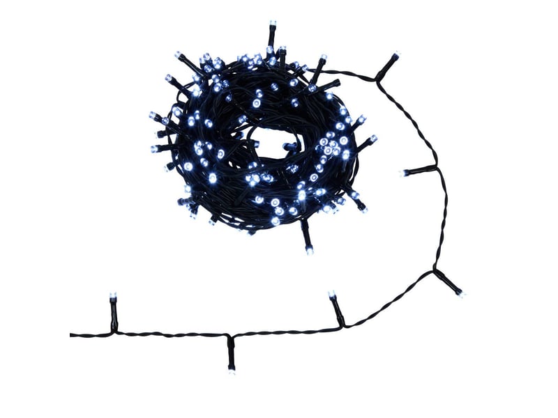  Guirlande lumineuse d'extérieur 14 m 192 led blanc froid 8 fonctions avec minuteur à piles  - Conforama B