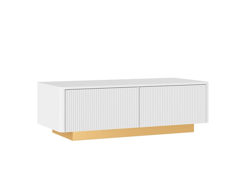  Table basse,110x50x35 cm,2 tiroirs à façade rainurée,mdf,blanc  - Conforama D