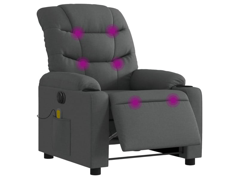  Fauteuil inclinable de massage électrique, fauteuil relax gris foncé tissu shl44183  - Conforama C