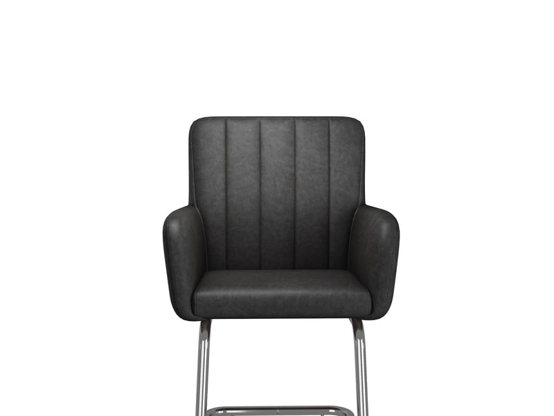  Lot de 4 chaises de salle à manger en polyuréthane noir avec pieds métalliques en z  - Conforama A
