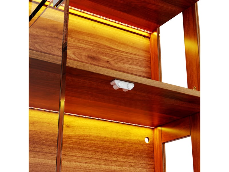  Vitrine led verre trempé 80x40x170cm, tactilecapteur, 3 teintes, 4 niveaux, acrylique, anti-bascule, marron  - Conforama E