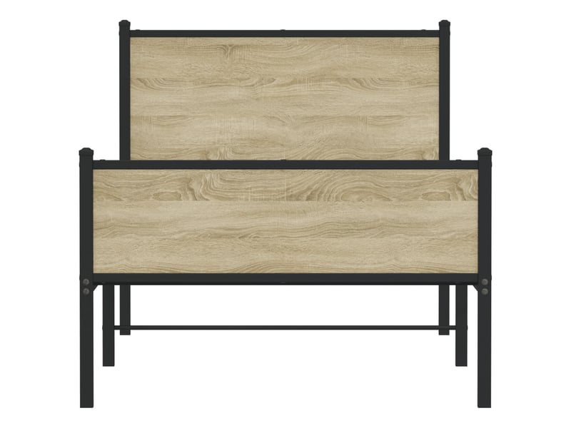  Lit simple- lit adulte -  cadre de lit en métal sans matelas chêne sonoma 100x200 cm  - Conforama D