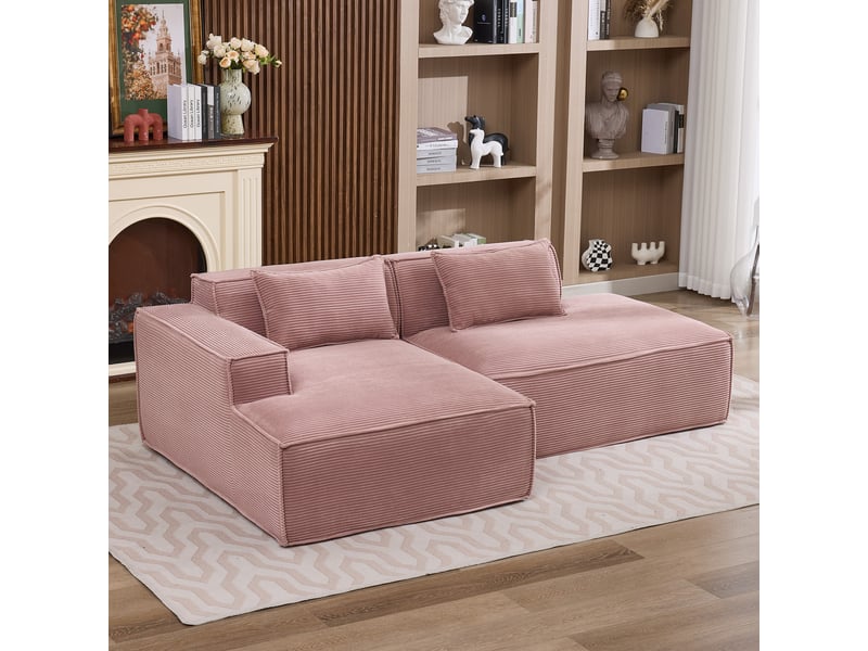  Canapé 3 places en tissu avec 2 coussins, assise ressorts ensachés et mousse haute densité, design épuré  - Conforama W