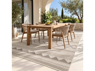 The white stone tapis extérieur motif ethnique 160x230 cm beige | pour intérieur et extérieur, résistant aux uv et à l'eau, lavable | tapis en polypropylène tissé à plat effet sisal