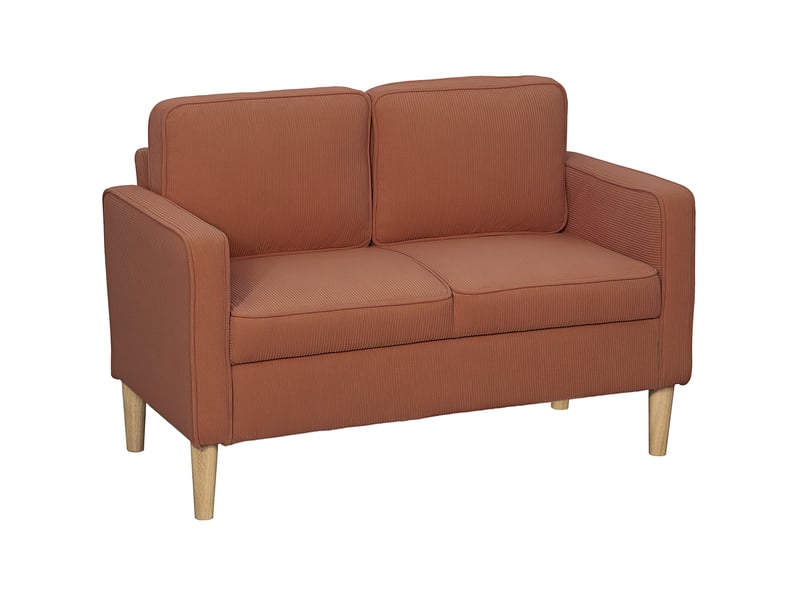  Canapé 2 places 117 x 63 x 79 cm orange polyester côtelé, rangement caché et coussins amovibles  - Conforama A