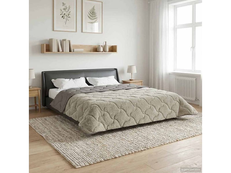  Duvet - couette complet toute l'année matelassé gris clair 200 x 200 cm  - Conforama D