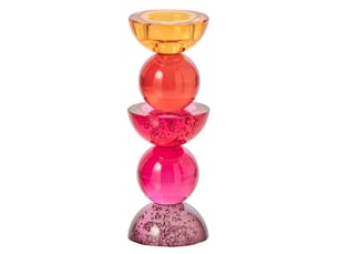 Bougeoir design en verre yannis 21cm rose & orange