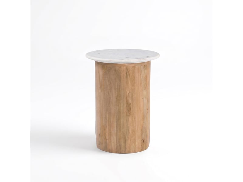  Table d'appoint en marbre et bois de manguier-léana Léana - Conforama E