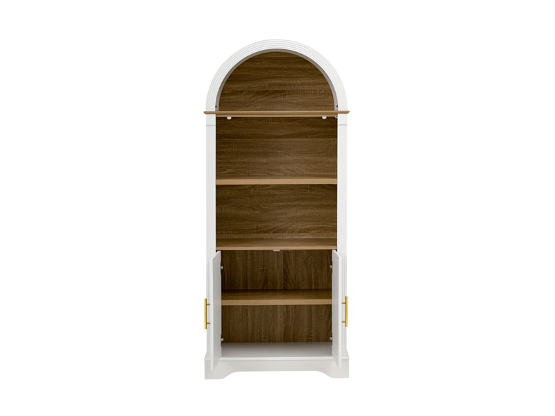 Buffet haut avec 2 portes, 3 niches, étagère réglable et led, pour salle à manger, blanc, 76,2 × 40,1 × 180 cm - Conforama A