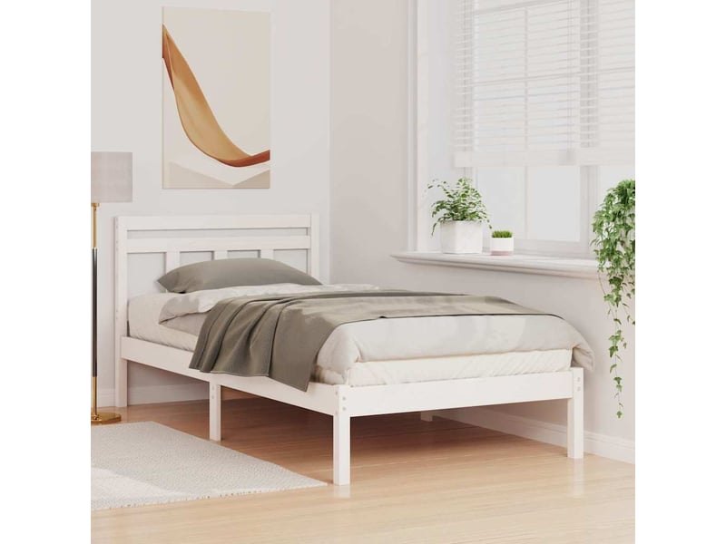  Lit simple- lit adulte -  cadre de lit blanc 100 x 200 cm pin massif  - Conforama B