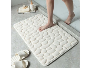 Tapis de sol gaufré en galets, tapis de sol absorbant antidérapant pour entrée de salle de bain (blanc lait, 40 60cm)