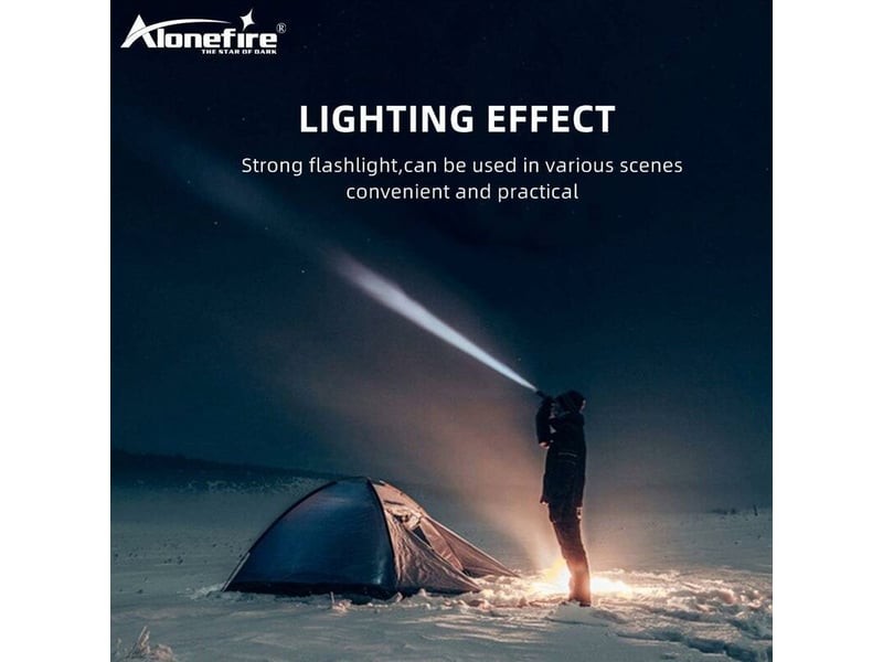 H38 lampe de poche led tactique ultra puissante élevés super lumineuse zoomable rechargeable étanche 5 mode avec puissance de sortie, batterie lithium - Conforama C