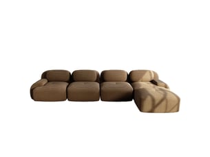 Canapé d'angle 4 places avec méridienne, marron, 388 x 178 x 70 cm