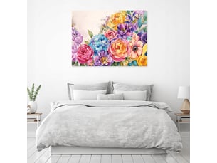 Tableau décoration murale impression sur toile fleurs abstrait coloré - 100x70 cm - tableau décoration murale chambre et salon