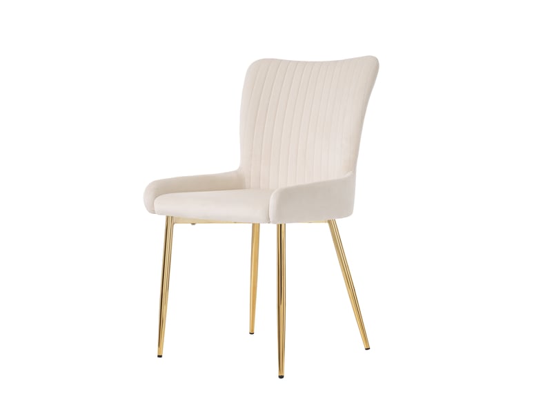  Chaise de salle à manger 58x47x85cm, lot de 6, soutien lombaire et pieds métalliques dorés, velours, beige  - Conforama A