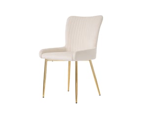 Chaise de salle à manger 58x47x85cm, lot de 6, soutien lombaire et pieds métalliques dorés, velours, beige